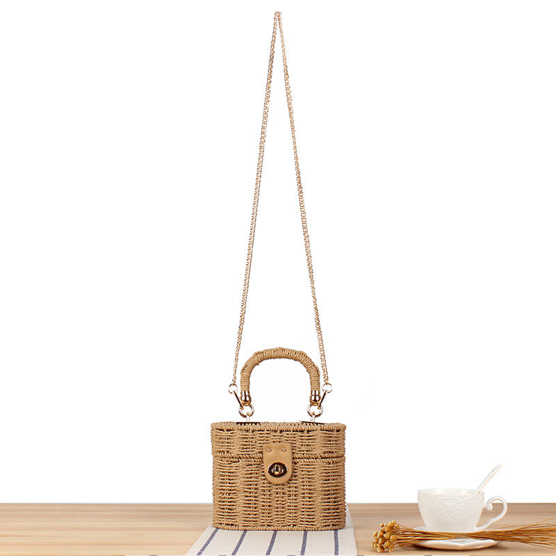 Classic Style Leisure Woven Round Box Crossbody Bags