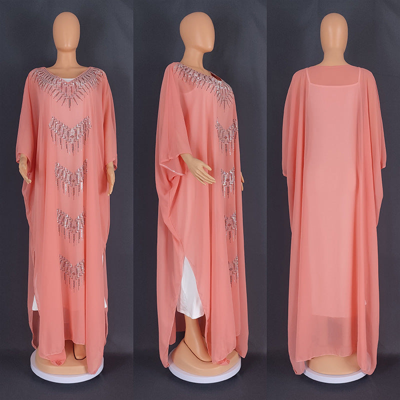 Women's Large Fat Cover Robe Hot Drilling Dresses
