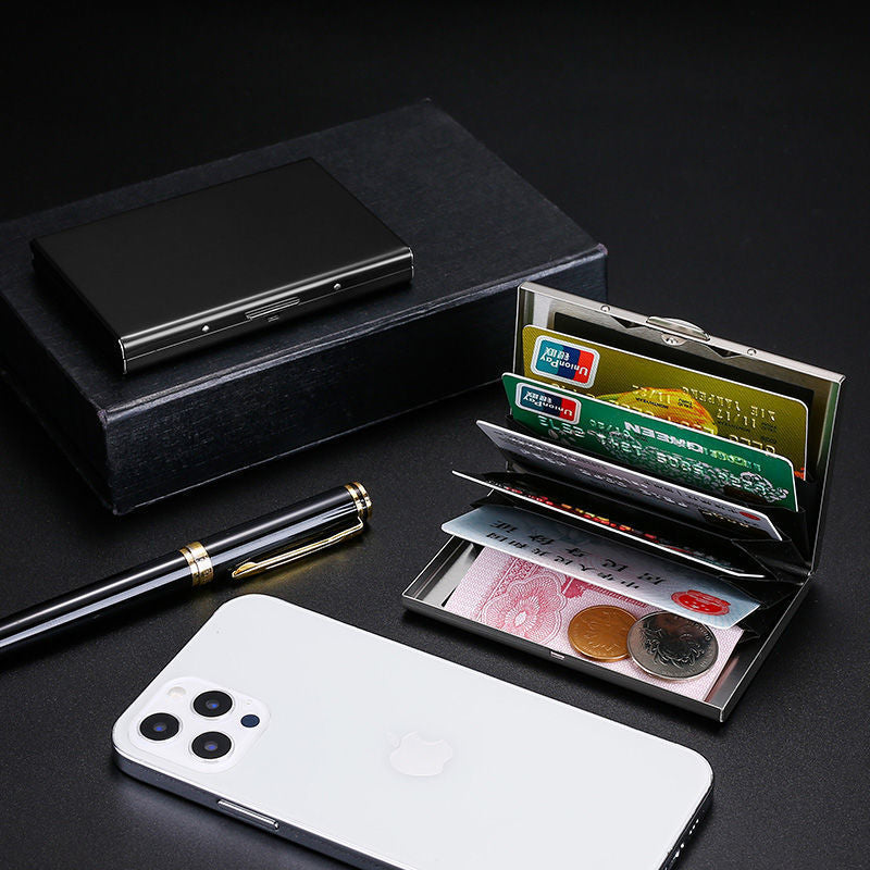 Women's & Men's & Metal Stainless Steel Box For Card Holder