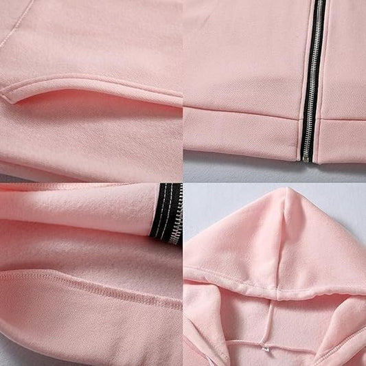 Women's Casual Zipper Fleece-lined Hoodie Long-sleeved With Jackets
