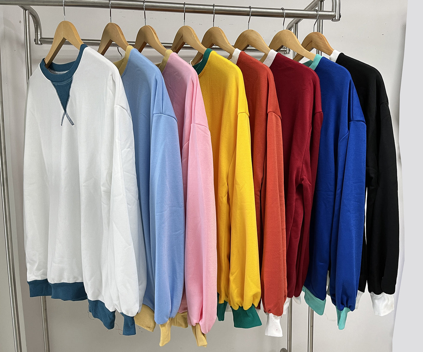 Women's Contrast Color Round Neck Loose Long Women's Sweater, Sweater