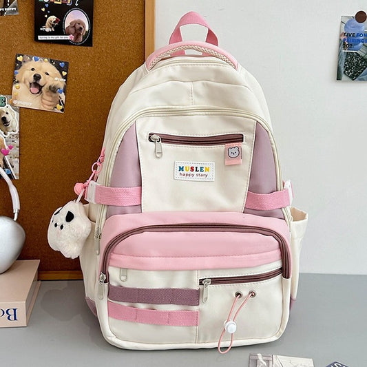 Women's Contrast Color Leisure For Primary Secondary Backpacks