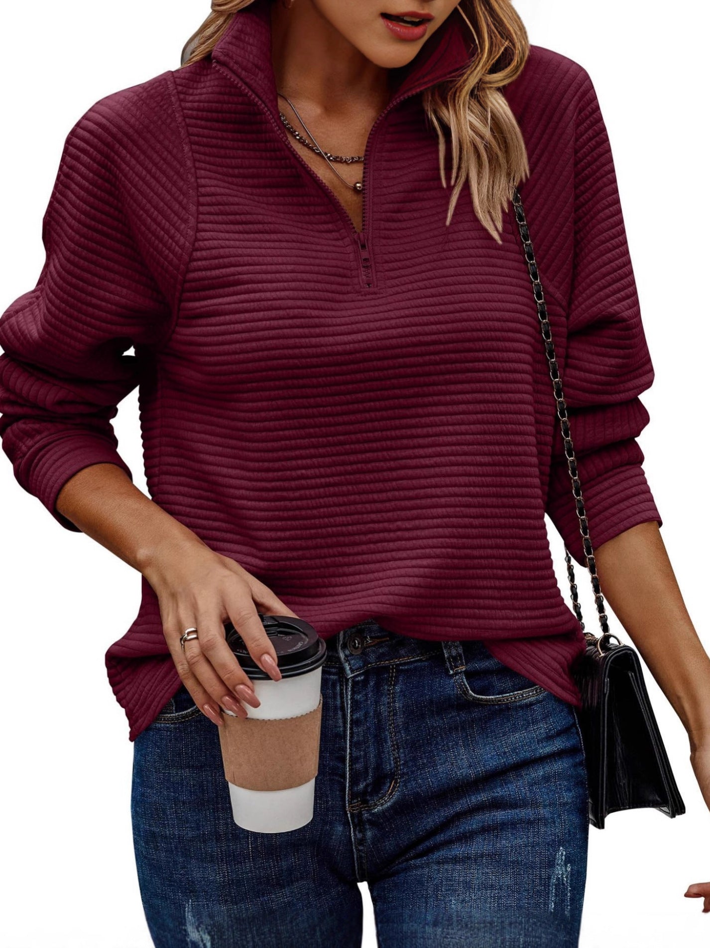 Comfortable Loose Snake Bone Pattern Solid Women's Sweater, Sweater