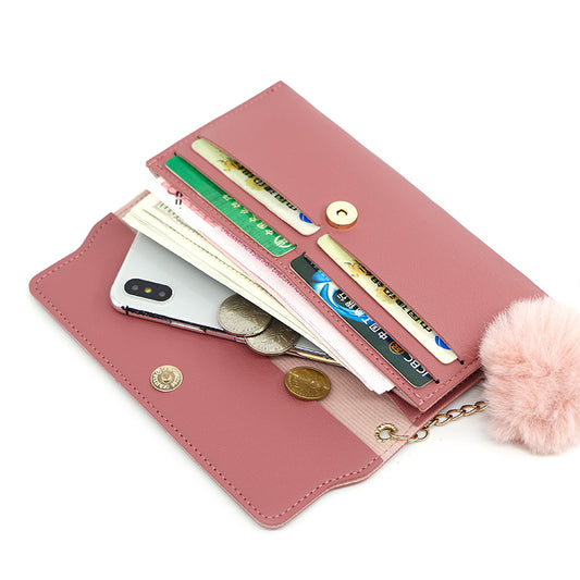 Women's Direct Wholesale Long Solid Color Fur Ladies Wallets