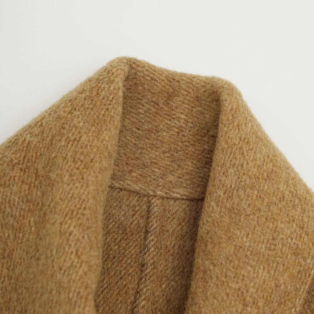 Women's French Style High-grade Stitching Scarf Collar Woolen Autumn Niche Blazers