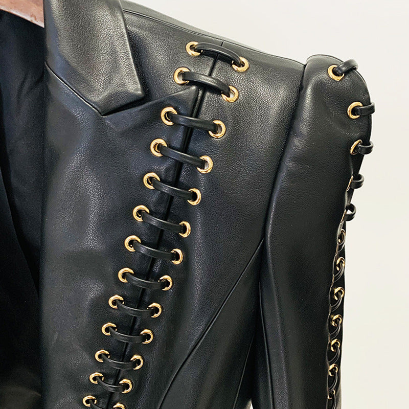Charming Slouchy Fashion Corns Rope Leather Jackets