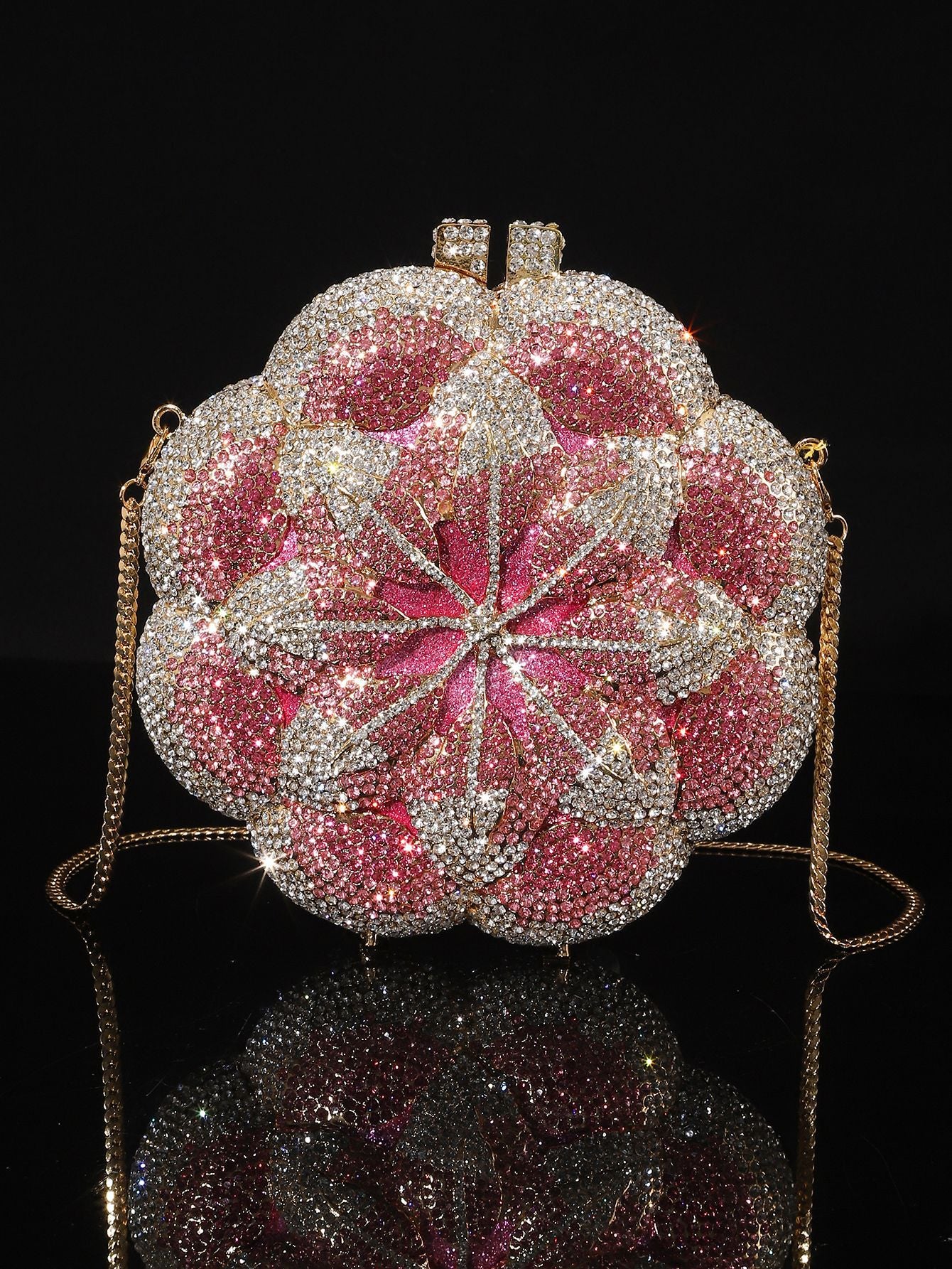 Shiny Champagne Bottle Rhinestone Bow Crystal Chain Evening Bags