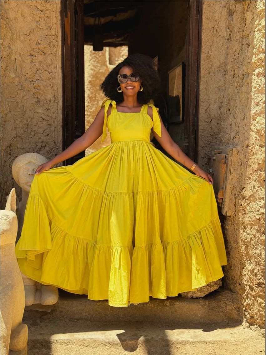 Women's Fashion Sweet Bow Tie Long Waist Dresses