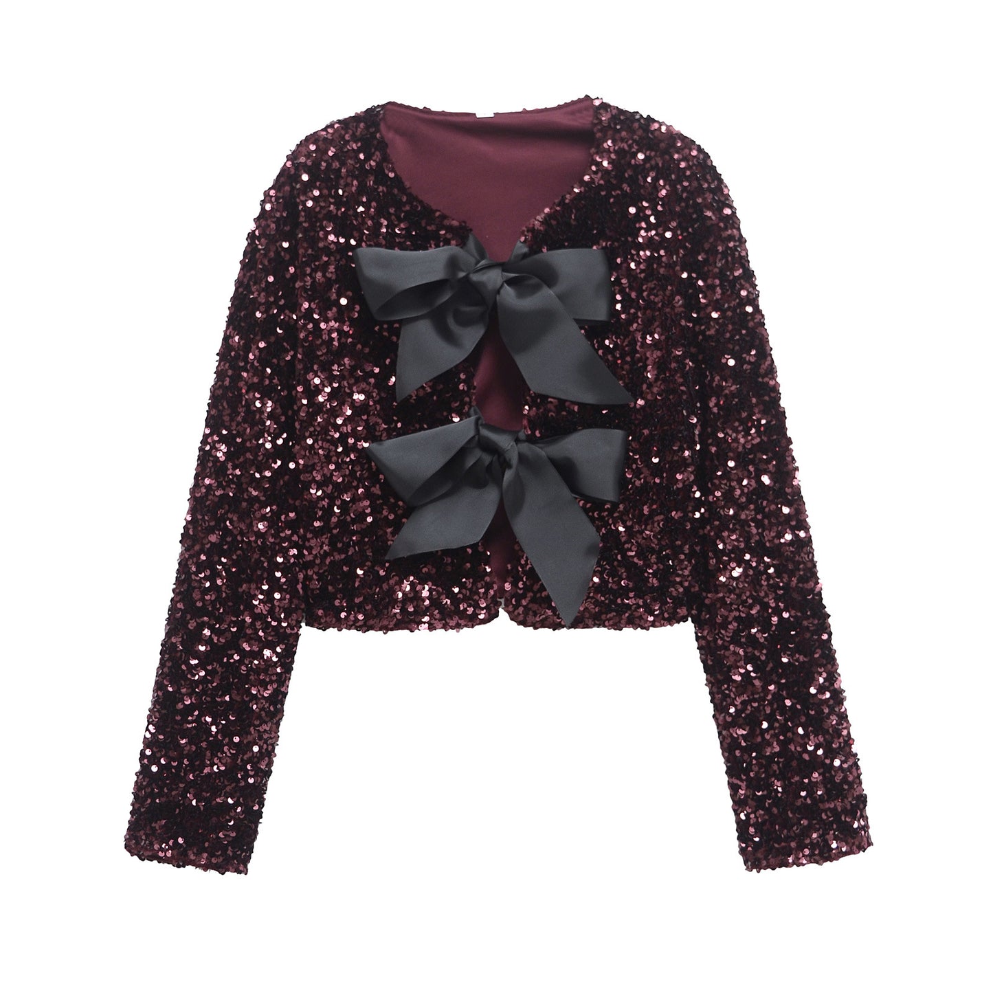 Women's Graceful Stylish Winter Bow Sequined Blouses