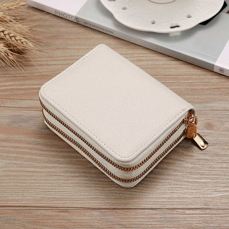 Women's Double Zipper Large Capacity Expanding Fashion Id Package