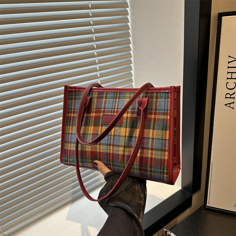 Women's Check Pattern Commuter Fashion Today Popular Tote Bags