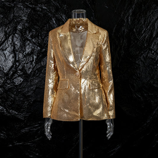 Fashion Trendy Style Personalized Sequined Collar Suits