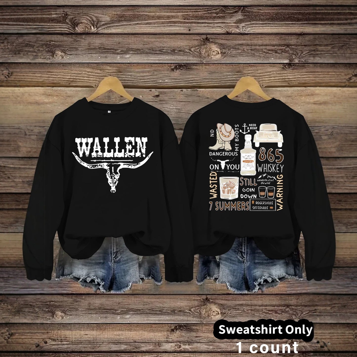 Cow Head Letter Pattern Printed Round Neck Versatile Casual Women's Sweater, Sweater