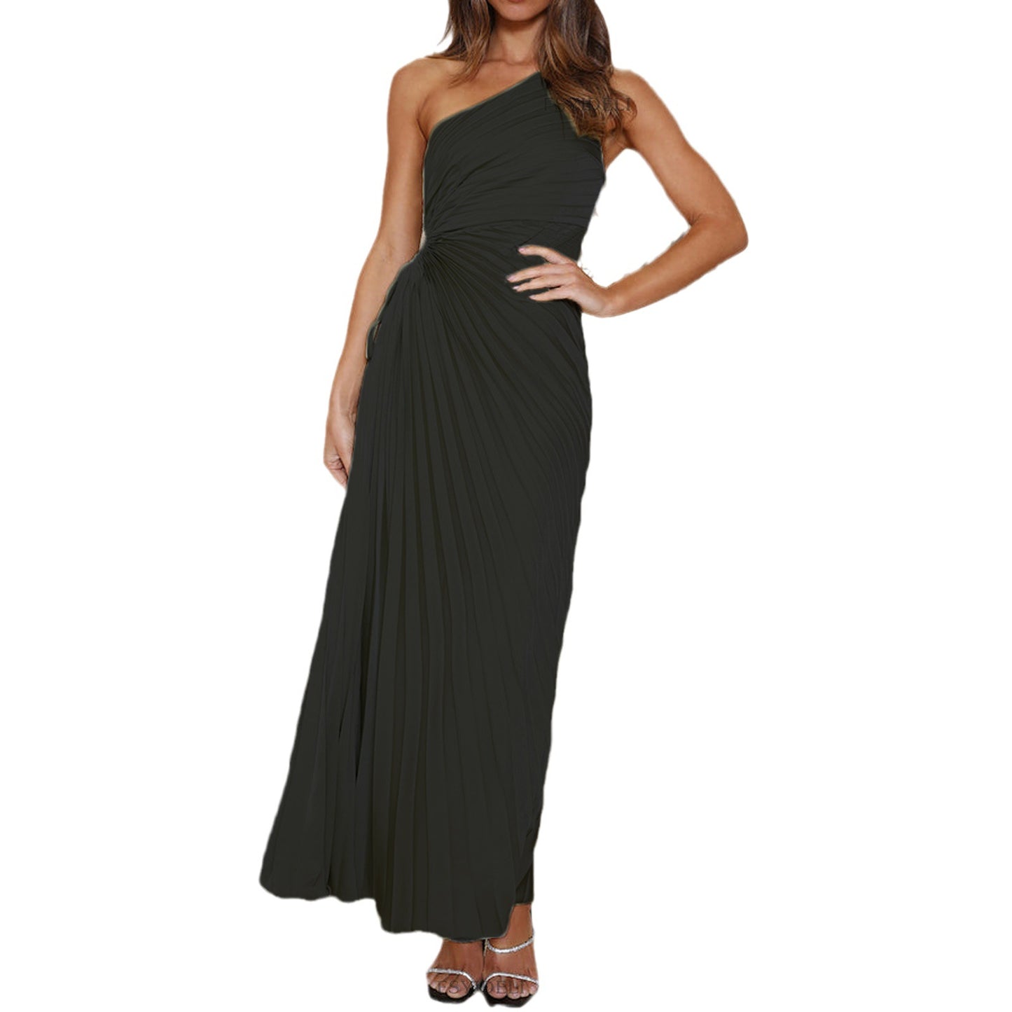 Women's Ruffle Single Shoulder Waist Hollow Dress Dresses