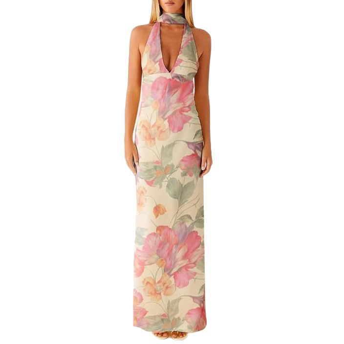 Women's Dress Deep Collar Backless Tight Formal Dresses