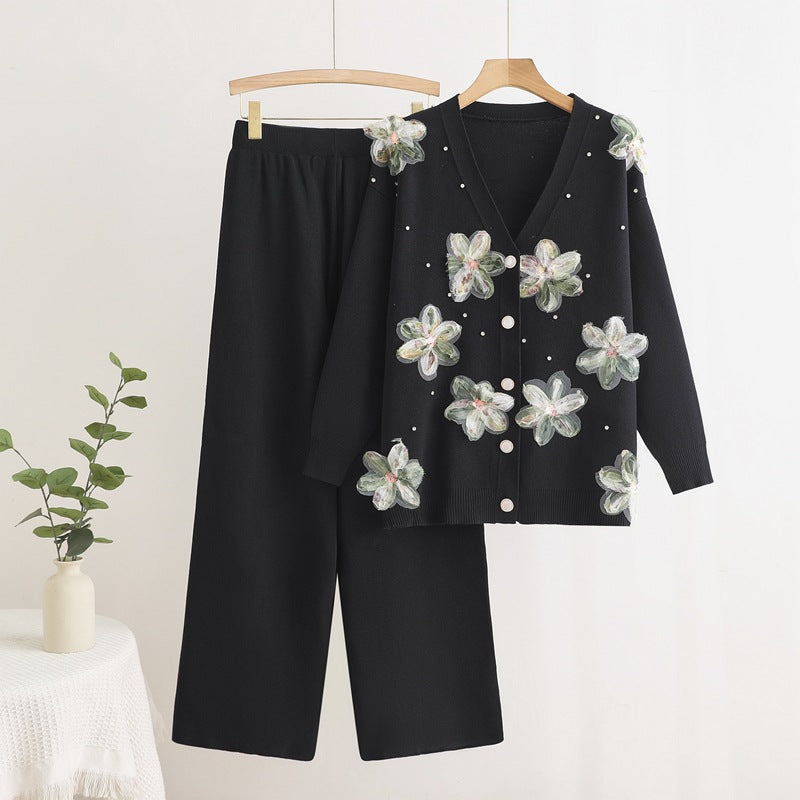 Temperament Commute Long Sleeve Knitted Two-piece Suits