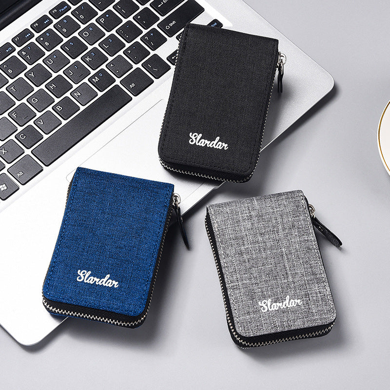 Men's Canvas Sleeve Large Capacity Multiple Slots Document Card Holder