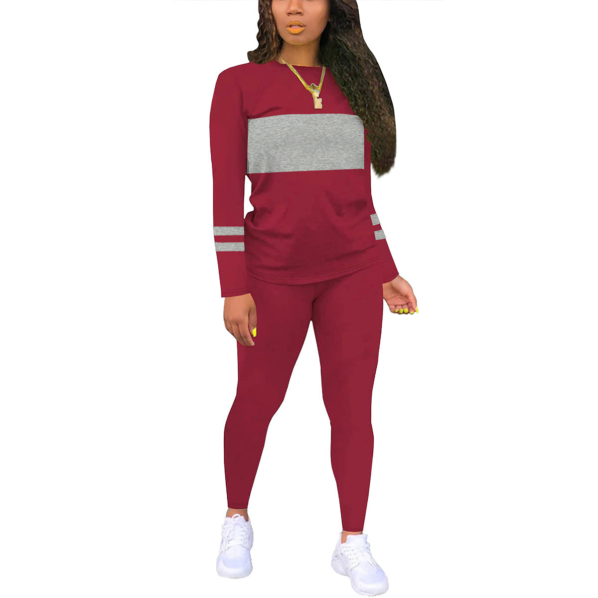 Women's Matching Round Neck Long Sleeve With Tight Suits