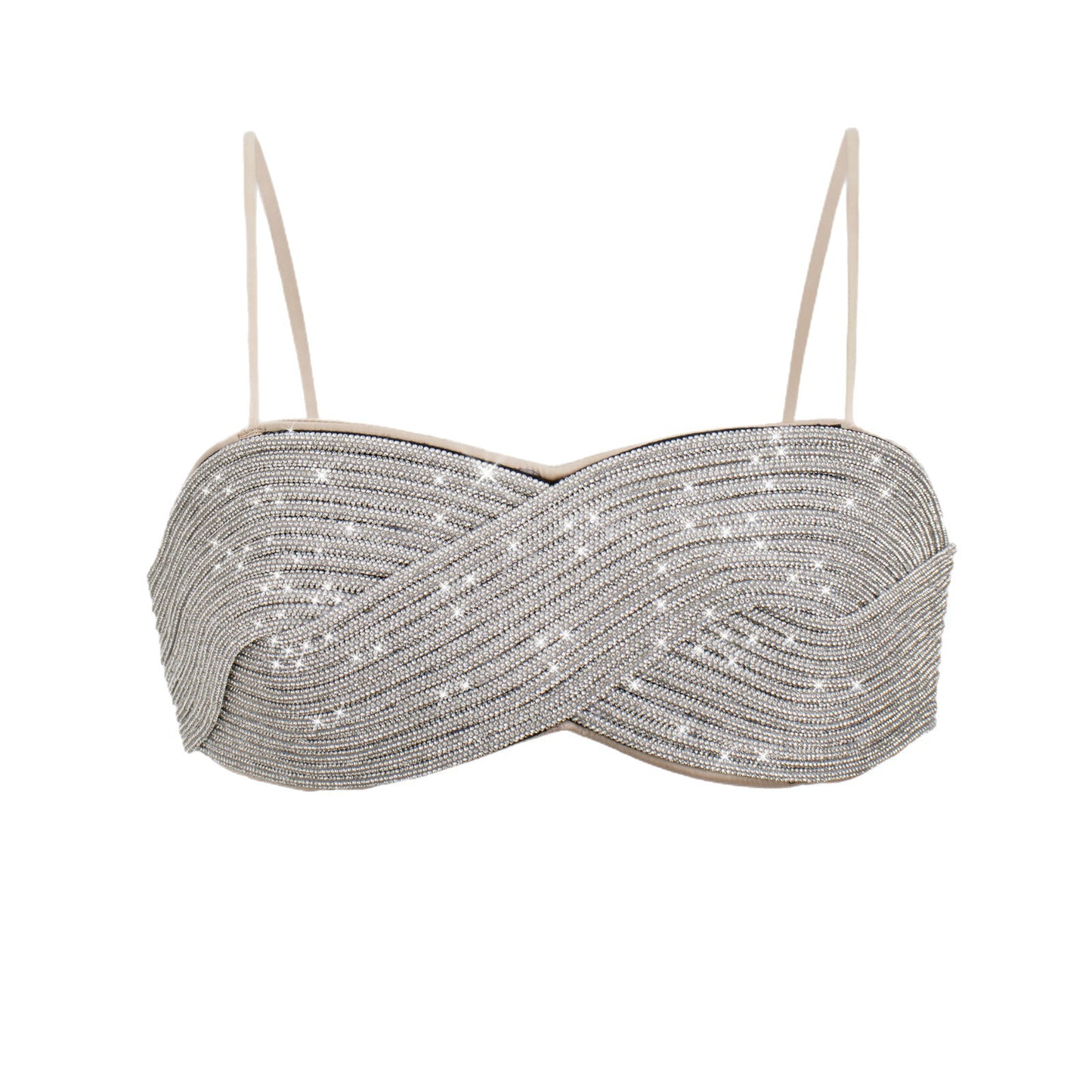 Women's Hot Rhinestone Cross Tube Sexy Shiny Tops