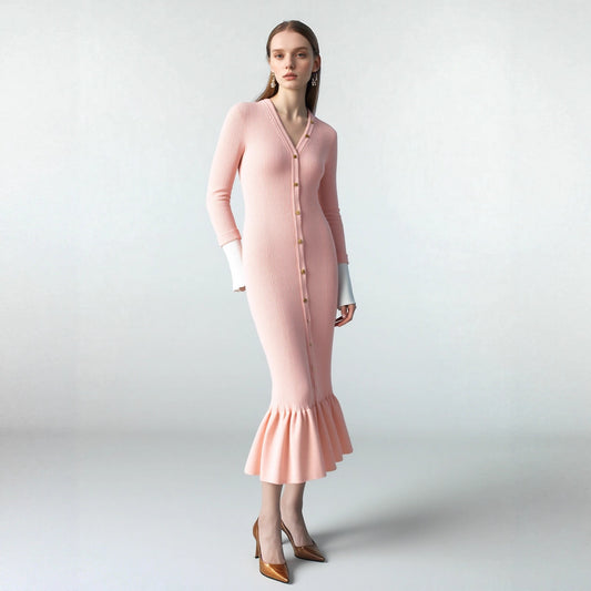 Women's High Quality Fashion Knitted Slim Fit Dresses