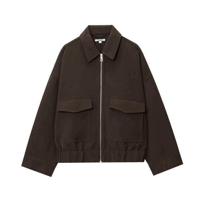 Women's Casual Loose Fitting Pocket Decoration Jackets