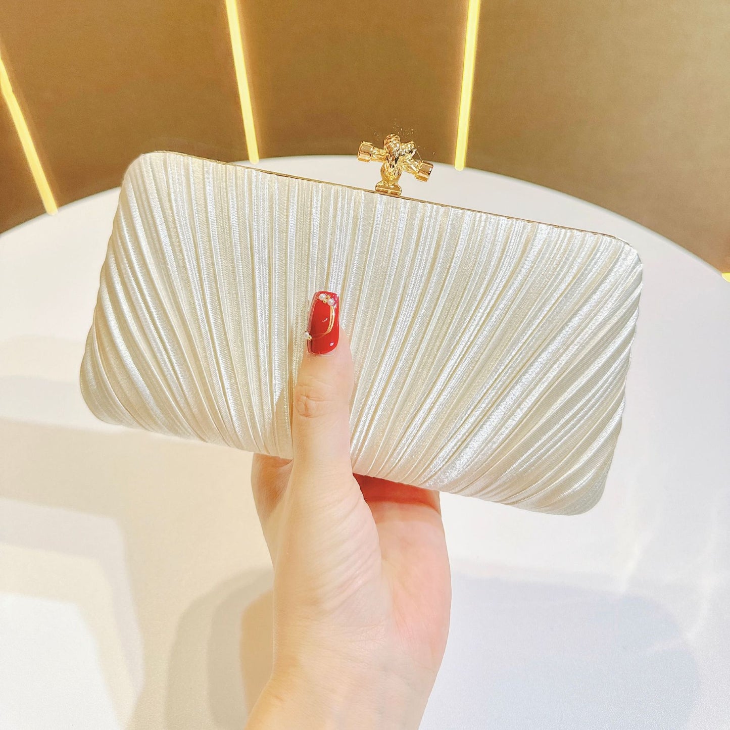 Classy Pretty Pleated Dinner Clutch Cross Evening Bags