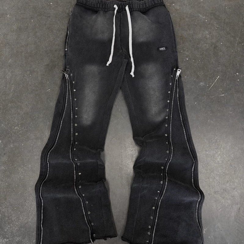 Trousers Knitted Zipper Design Street Style Minority Pants