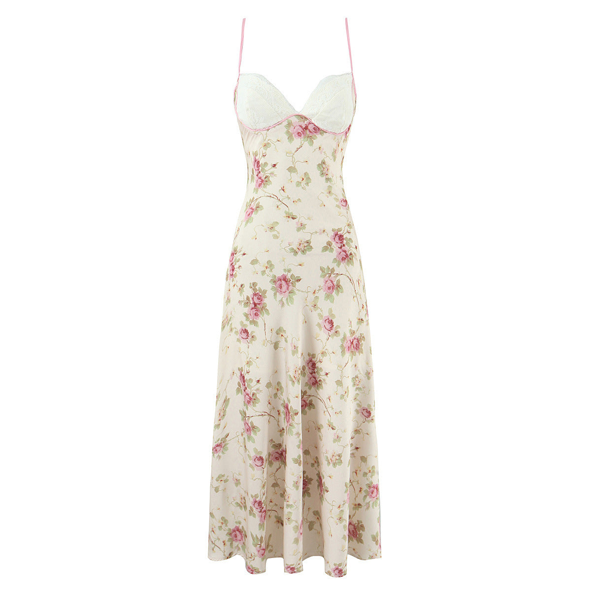 Women's Style Sexy Lace Stitching Peony Printing Dresses