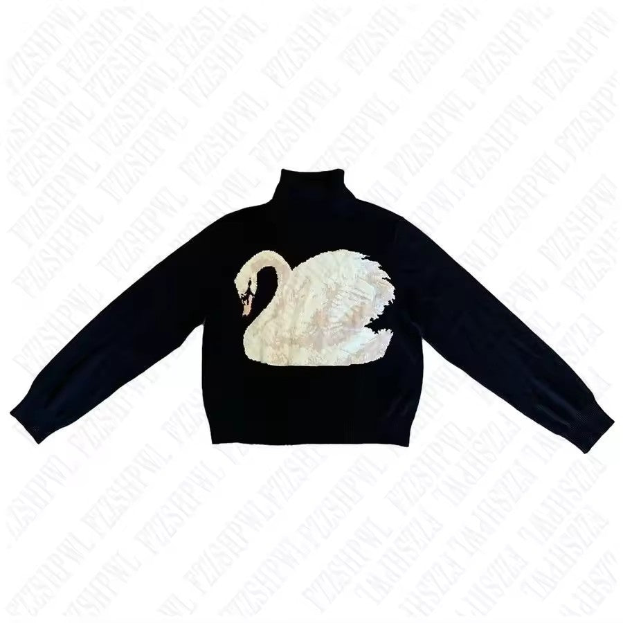 Graceful Fashion High-necked Swan Pattern Warm Sweaters