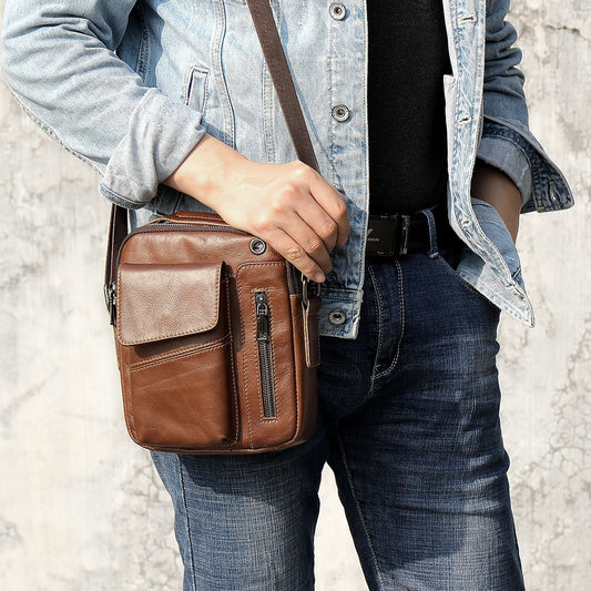 Men's Versatile Glamorous Leather First Layer Men's Messenger Bags