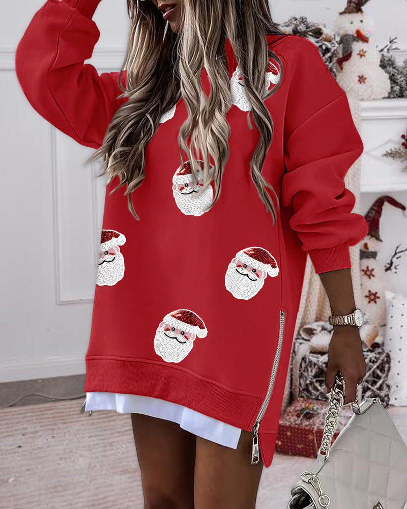 Women's Fashion Christmas Applique Round Neck Dress Jumpsuits