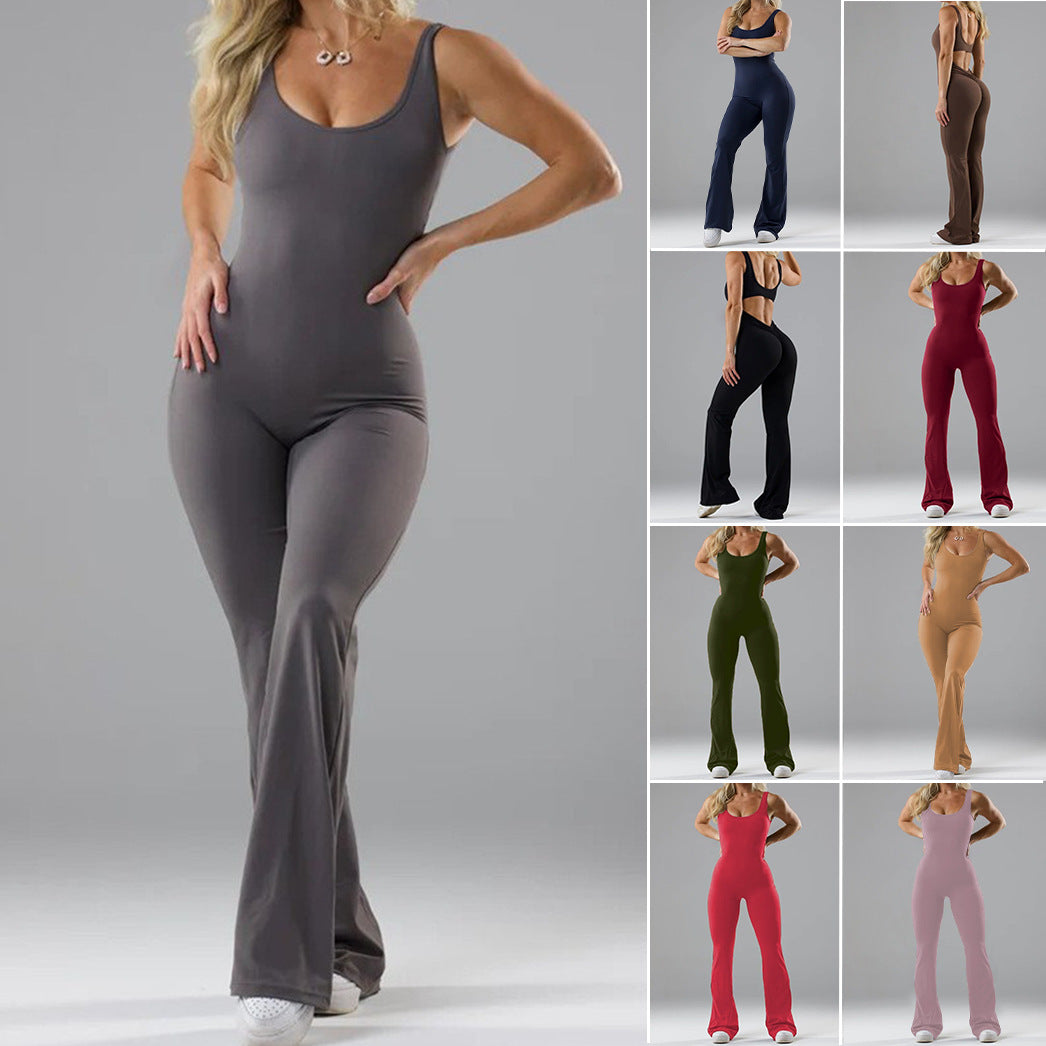 Women's Tight Yoga Bodysuit Casual Hollow Seamless Workout Slim Women's Jumpsuit/clothing