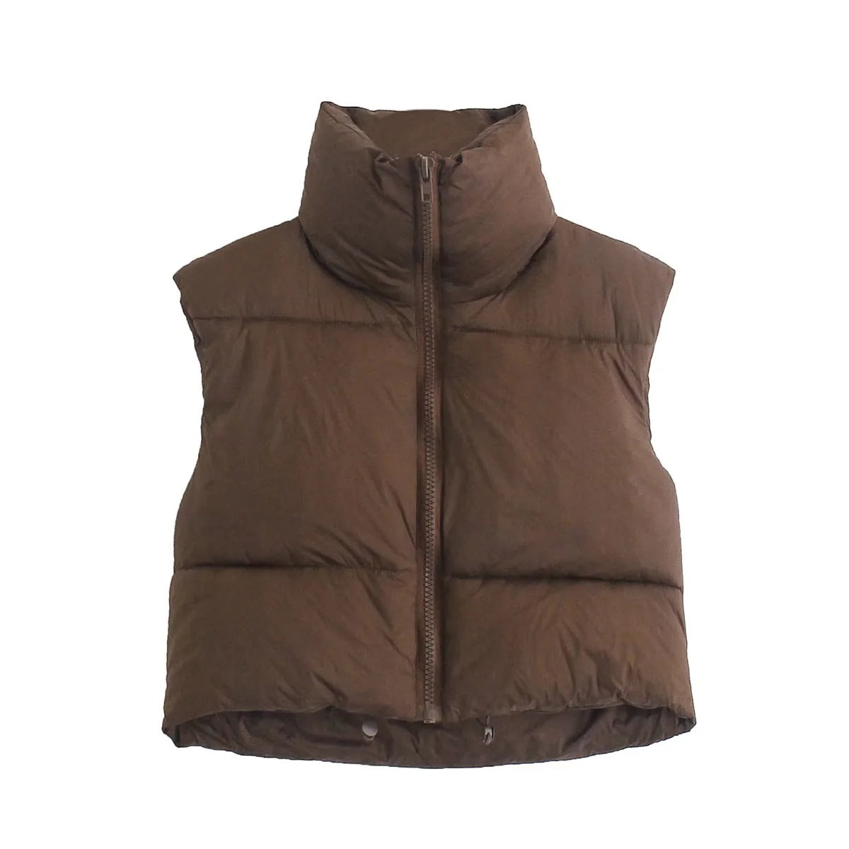 Sleeveless Zipped Stand Collar Cotton Winter Vests
