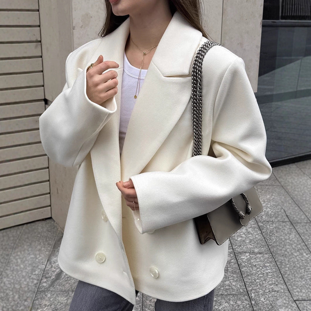 Women's Casual White Small High-grade Beige Niche Suits
