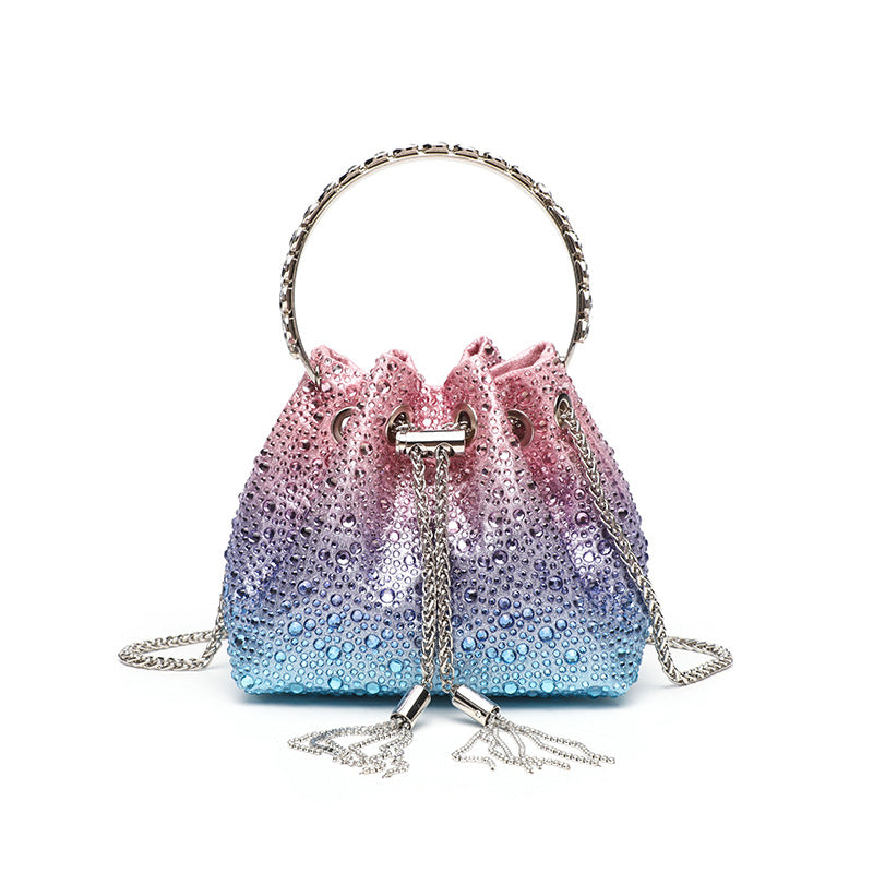 Women's Starry Gradient Tassel Portable Rhinestone Evening Bags