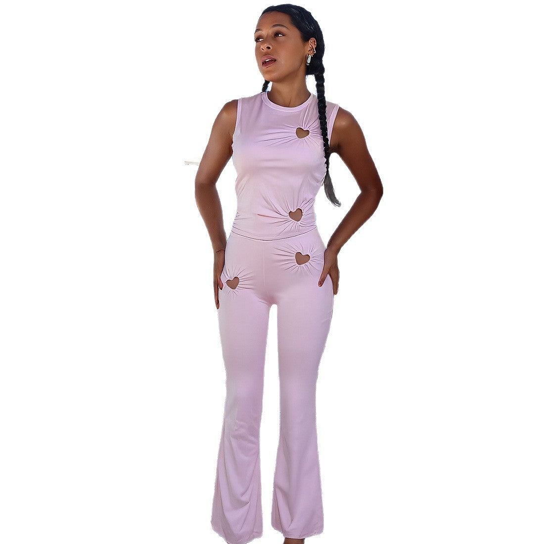 Women's Fashion Hollowed Heart Shape Solid Color Suits