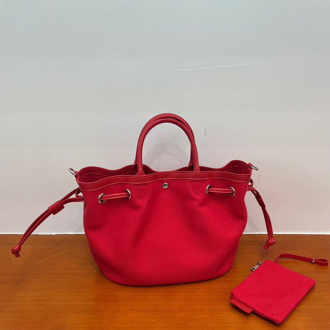 Cowhide Simple Contrast Color Large Capacity Handbags