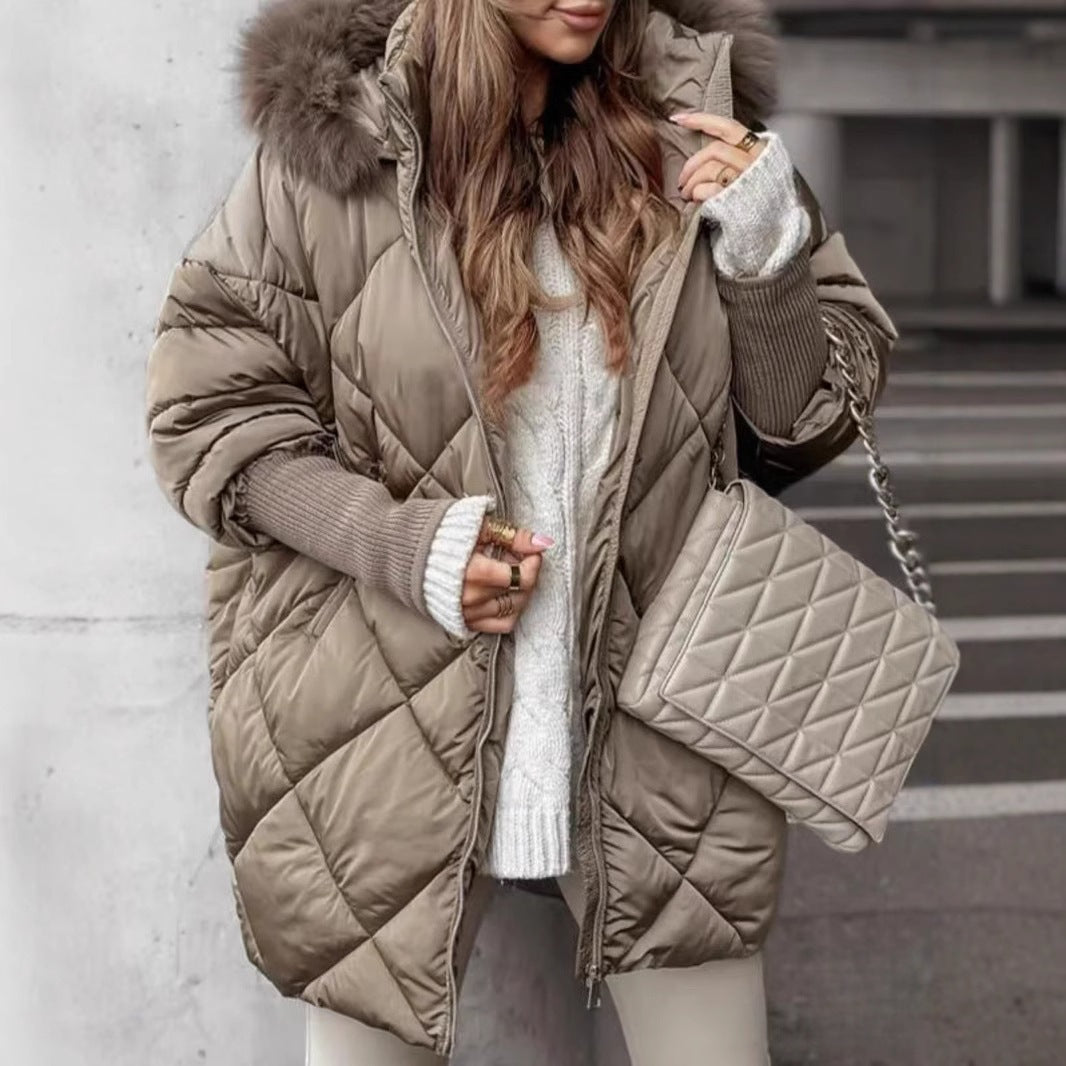 Women's Winter Hooded Cotton Temperament Loose Coats