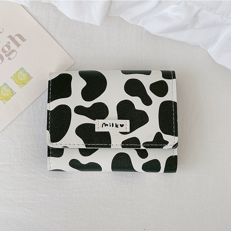 Cow Short Folding Fresh Korean Style Ladies Wallets