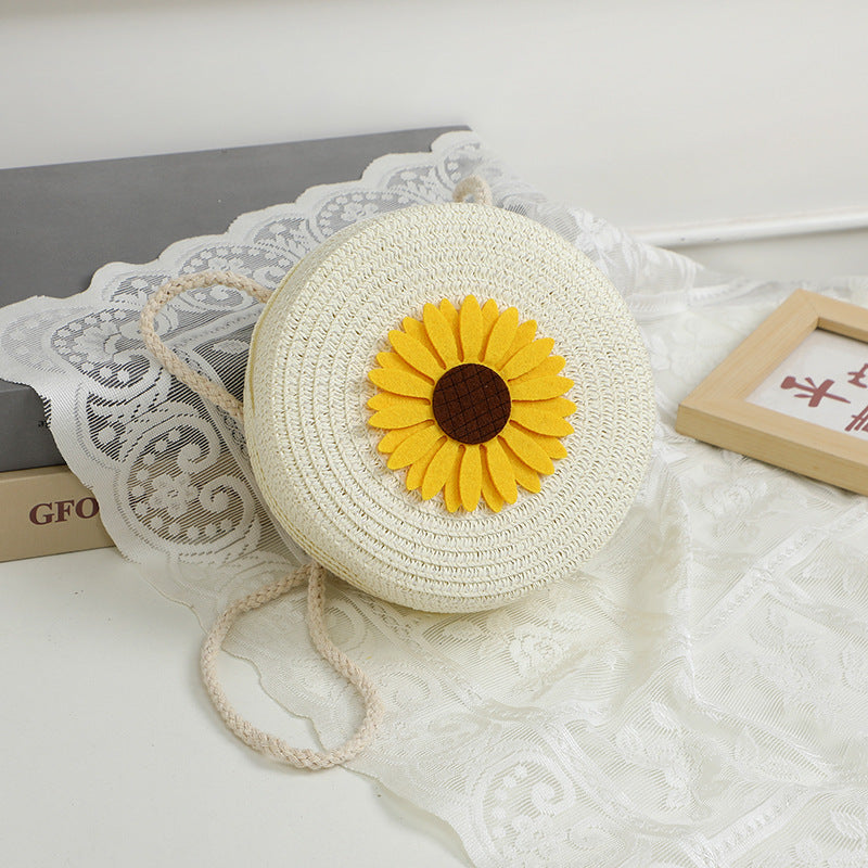 Summer Seaside Flower Straw Hand-woven Female Phone Bags