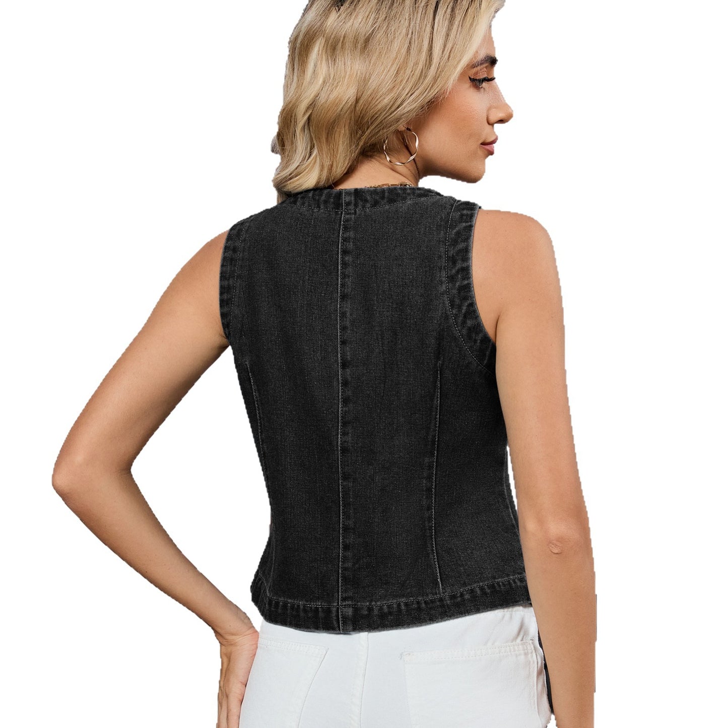 Women's Autumn Sleeveless Design Washed Denim Women's Vest