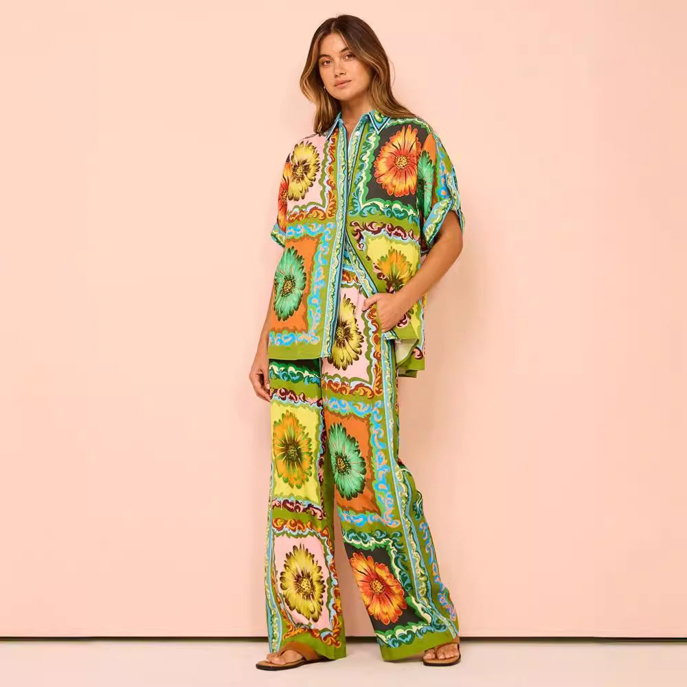 Fashion Personalized Printed Sleeve Vacation Leisure Suits