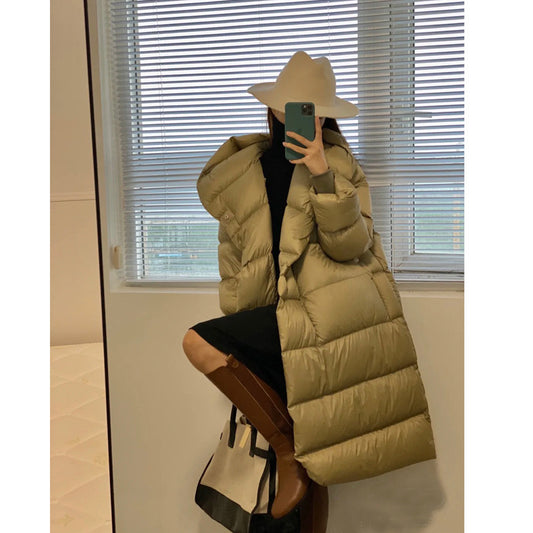 Women's Korean Style Long Down Li Loose Jackets