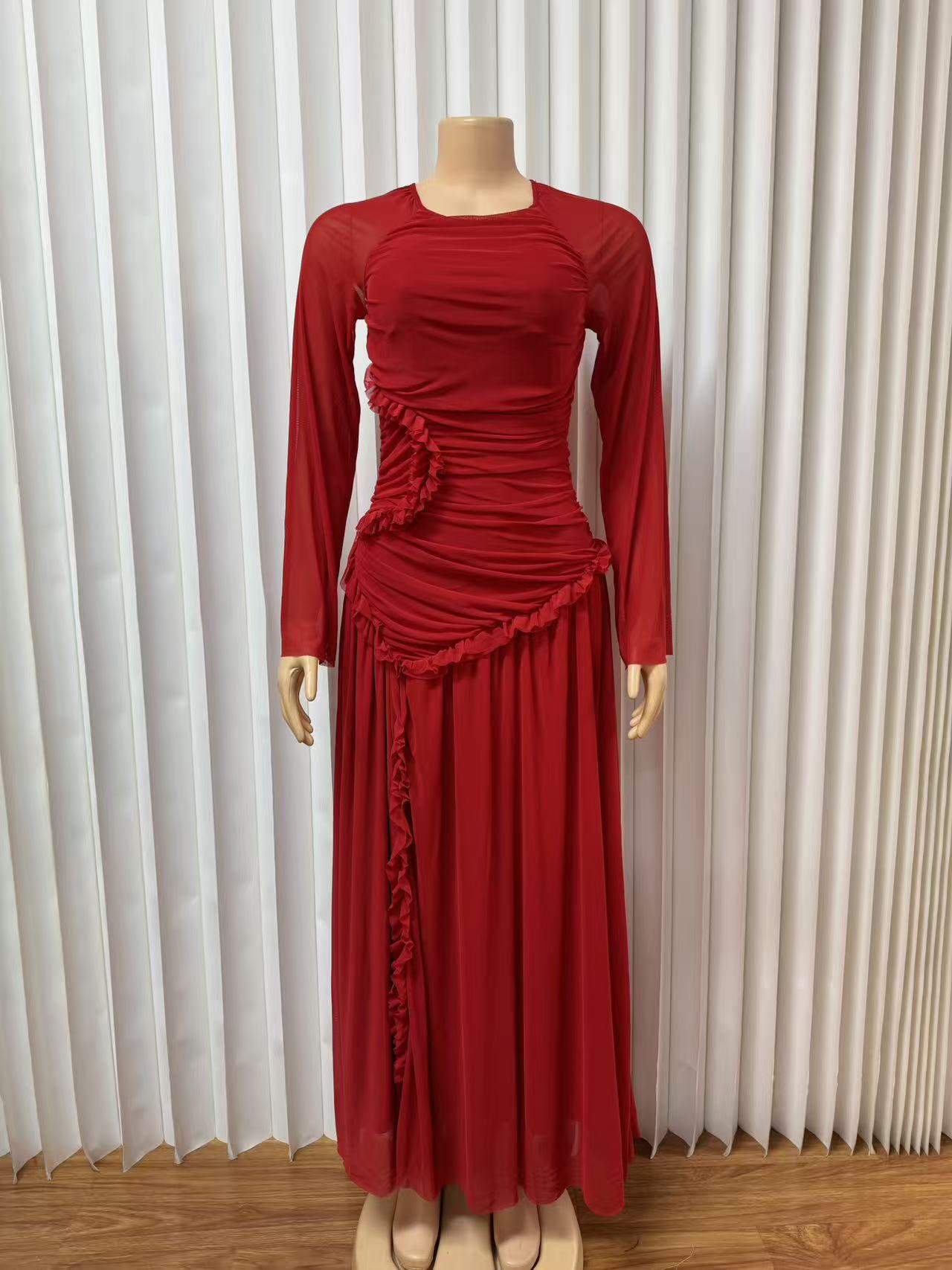 Women's African Long Sleeve Elegant Dress Round Dresses