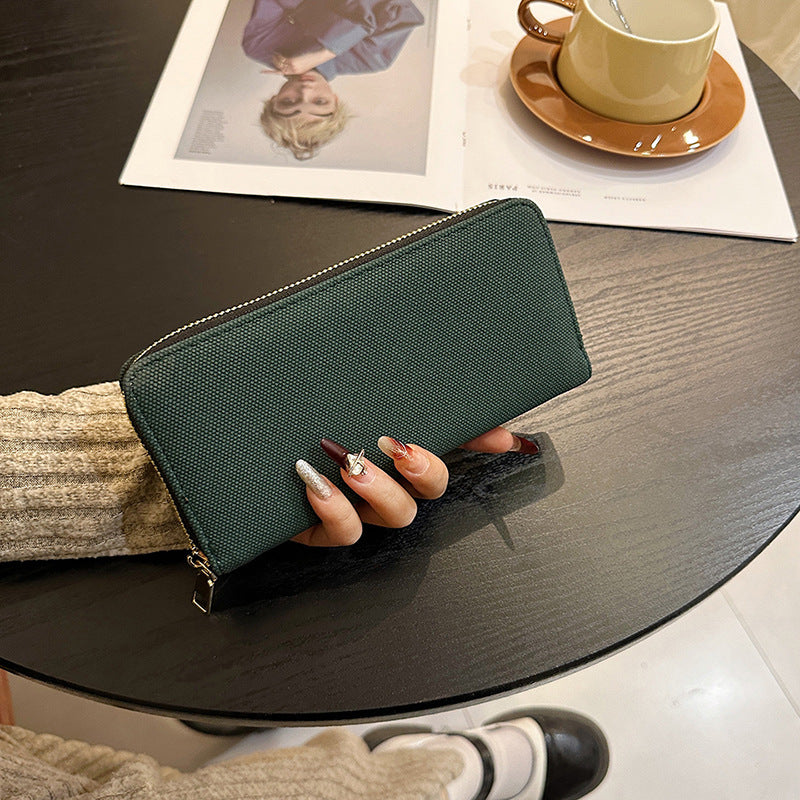 Women's Canvas Long Simple Zipper Large Capacity Ladies Wallets
