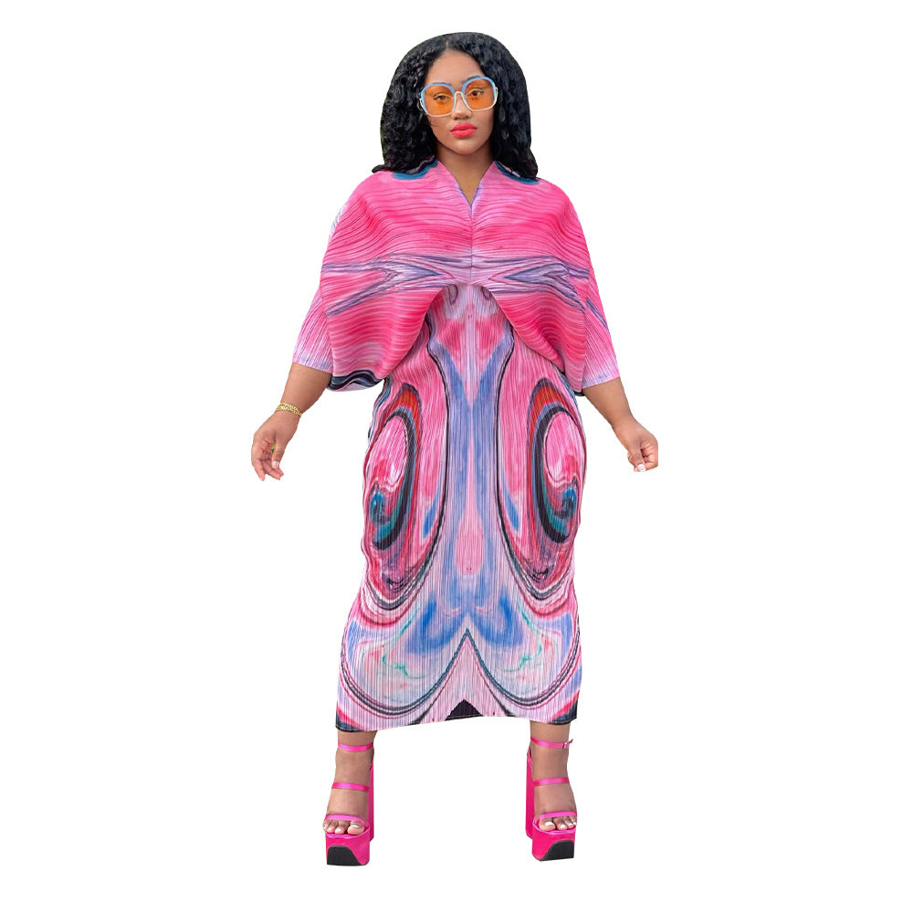 Women's Autumn Batwing Sleeve Printed Dress Dresses
