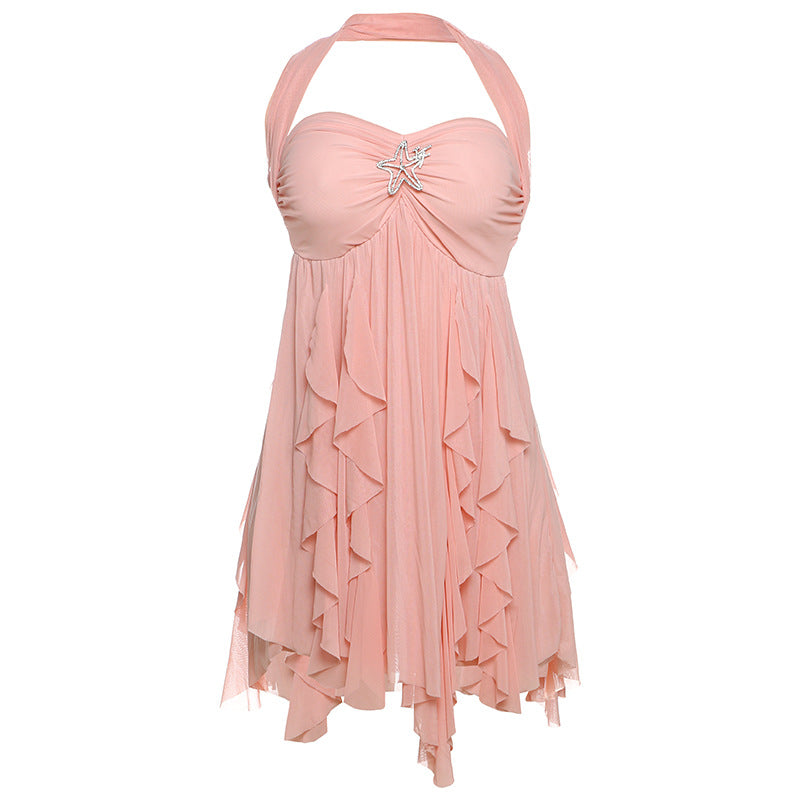 Women's Summer Sexy Halter Backless Irregular Dress Dresses