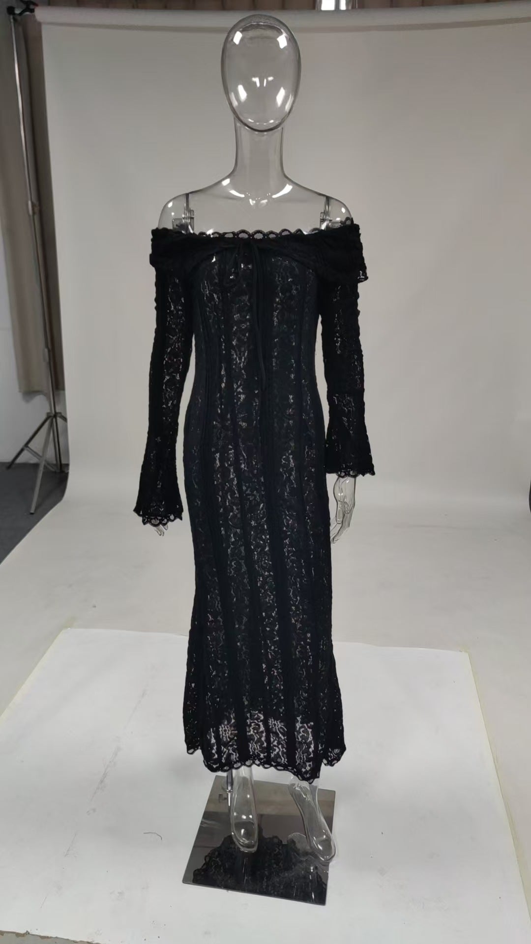 Autumn French Style Temperament Lace Long Dresses