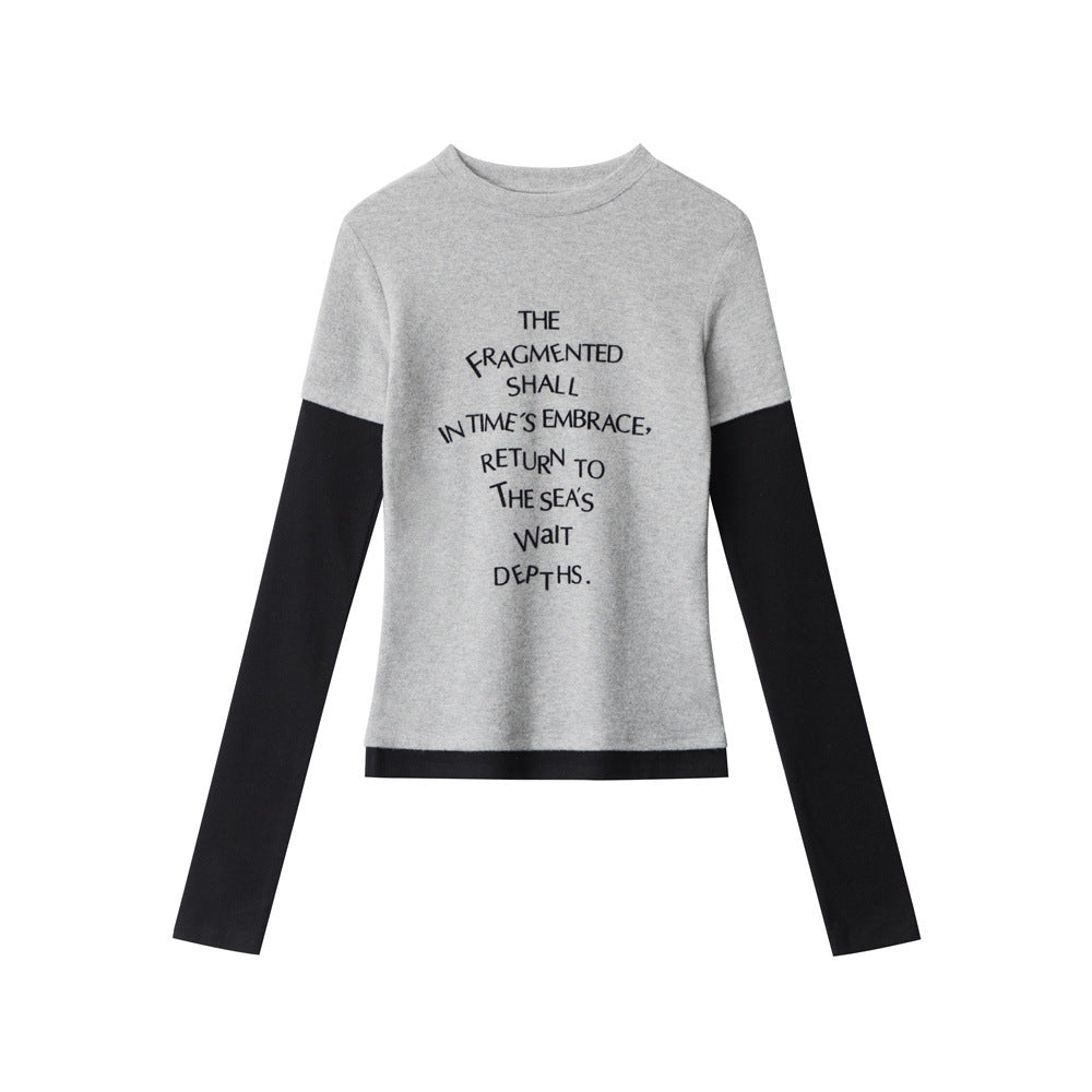 Women's American Fake Two Pieces Slim Fit Blouses