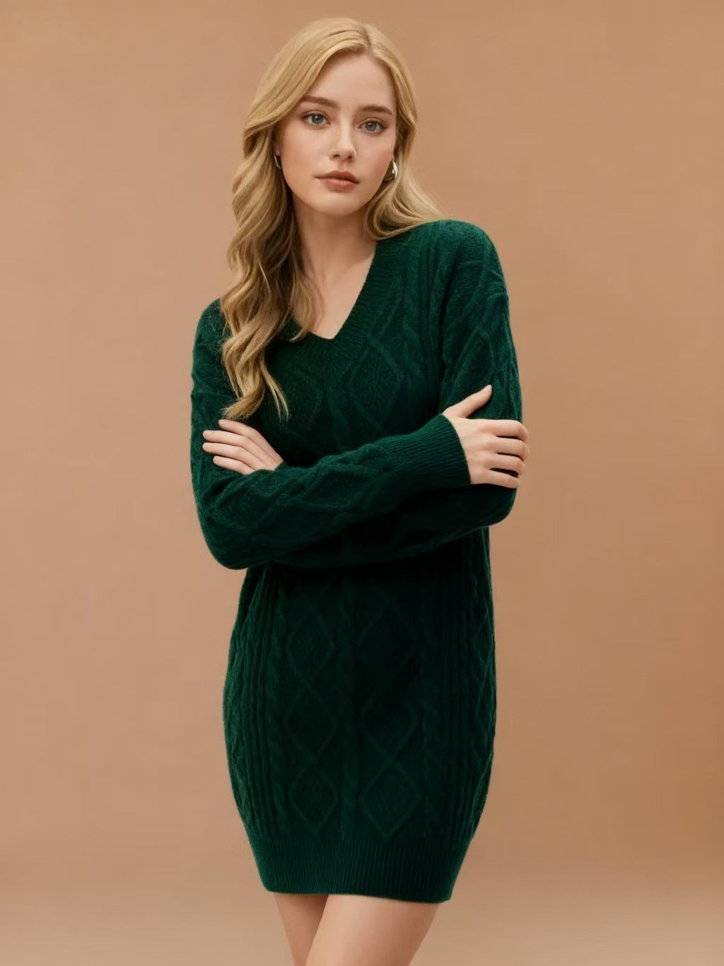 Women's Mid-length Solid Color Knitted Fashion Casual Sweaters